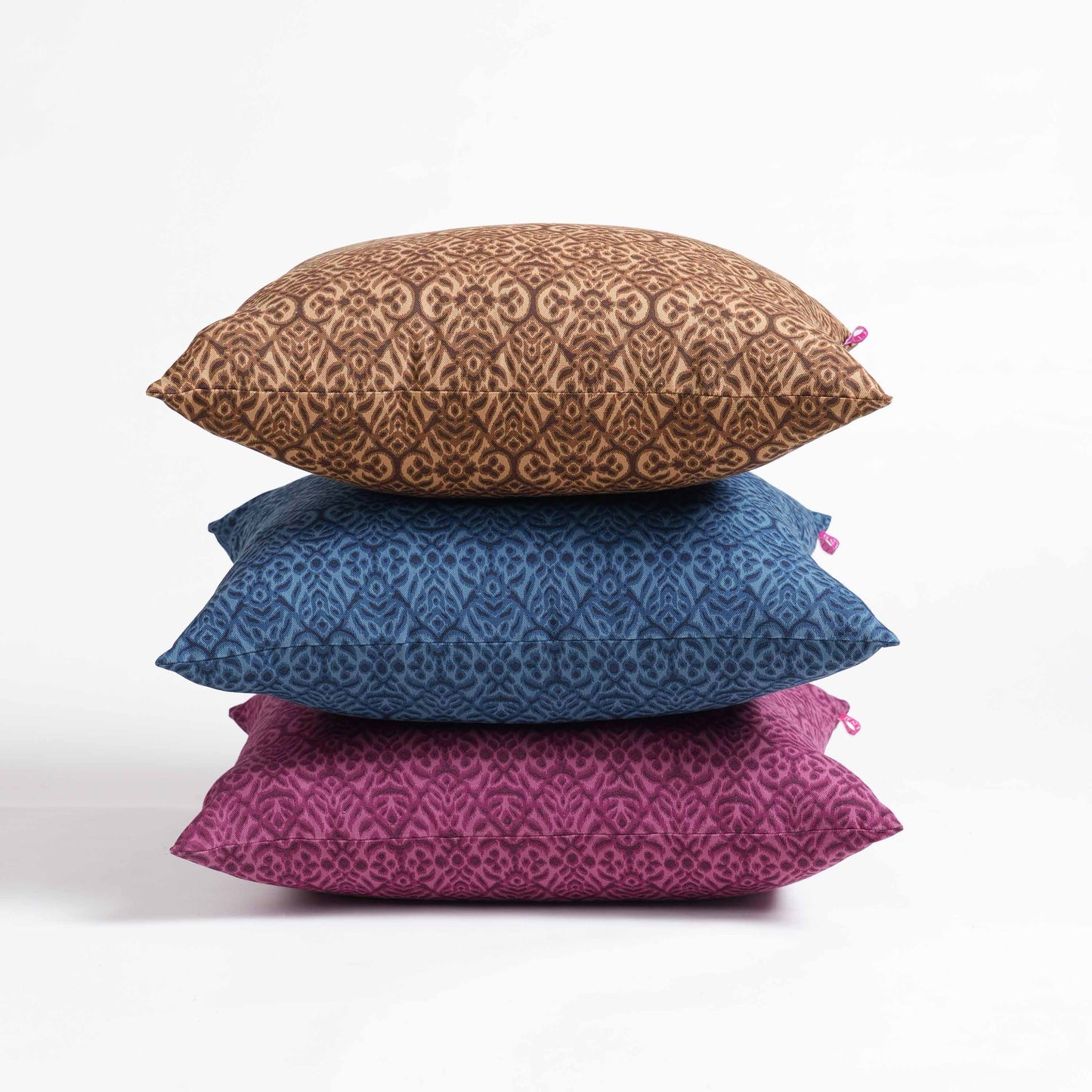 Plum Ikat Print Cotton Duck Pillow Cover – Reversible | Sizes available