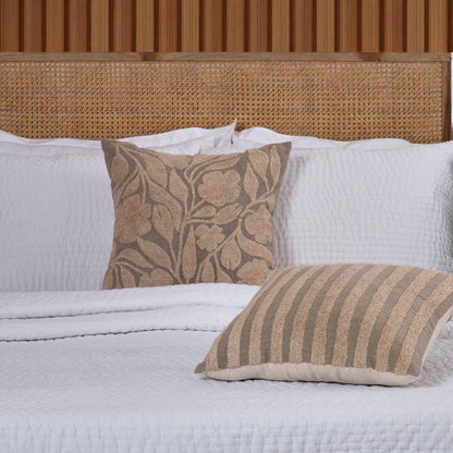 PURE ELEMENTS - Pure Linen Pillow Cover with Scandinavian Stripe Aari Embroidery – 18x18