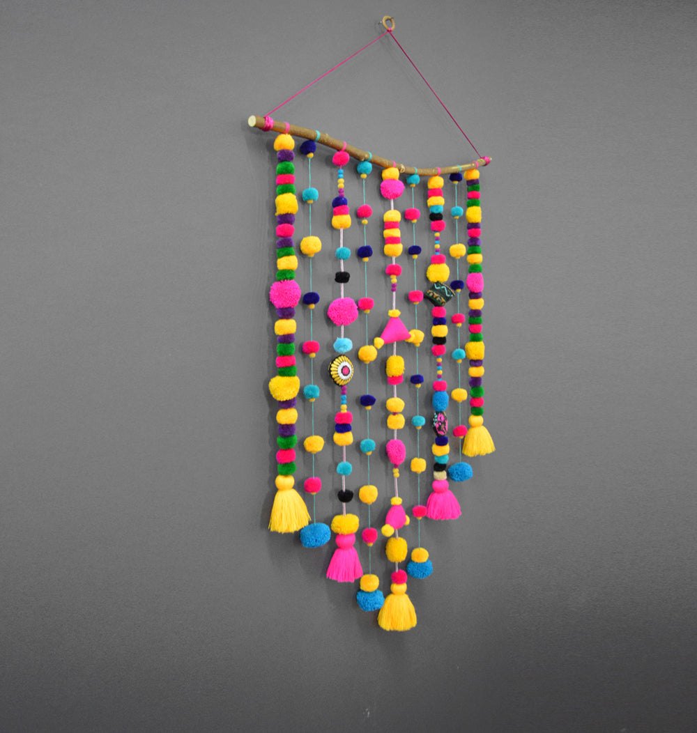 Wall art - tassel and Pompom garland wall hanging