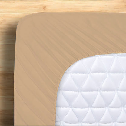 BEIGE - 300TC fitted sheet set, premium pure cotton