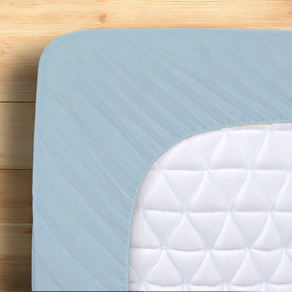 SKY BLUE - 300TC fitted sheet set, premium pure cotton