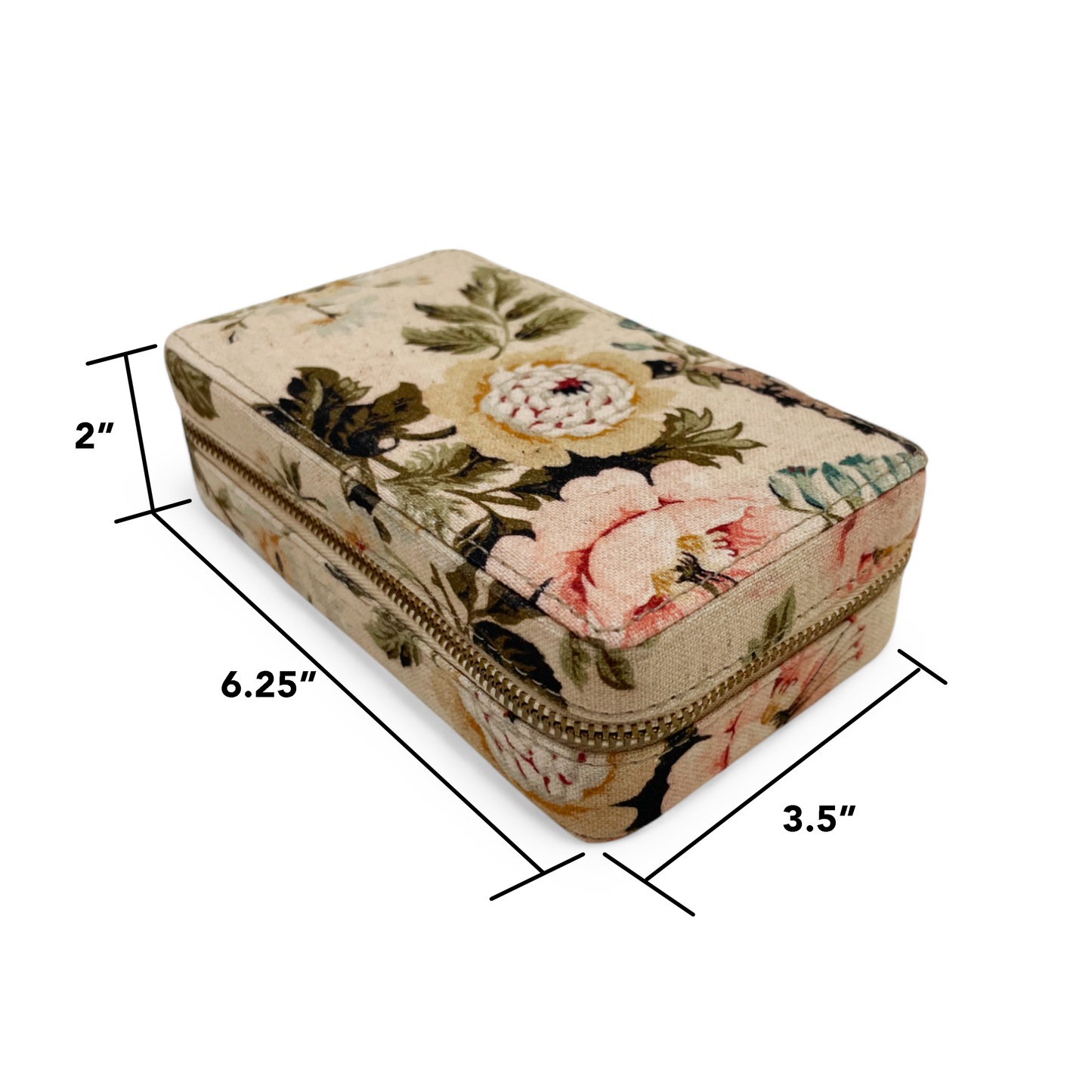 AMOUR BEIGE Vintage Rose print, Rectangular box, with 2 pouches