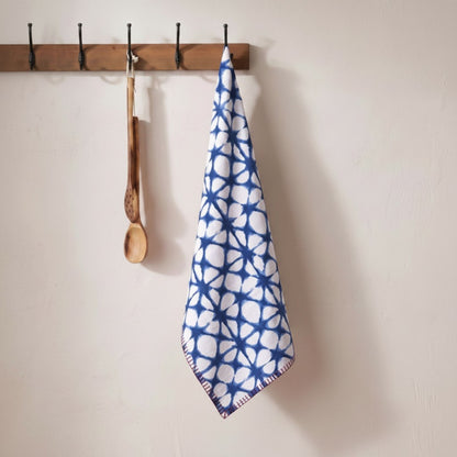 Prism Blue Tie Dye Cotton Kitchen Towel | Geometric Pattern | 20 × 28 inches | Set of 2 or 4