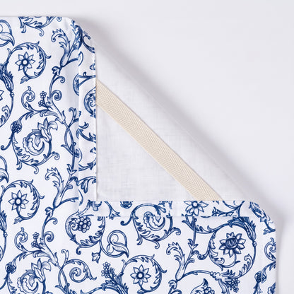 Blue & White Victorian Swirl Print Cotton Kitchen Towel | 100% Cotton | 20"×28" - Vliving