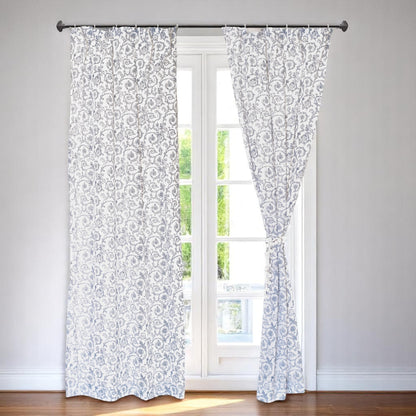 Blue Swirl - Sheer printed curtain Panel