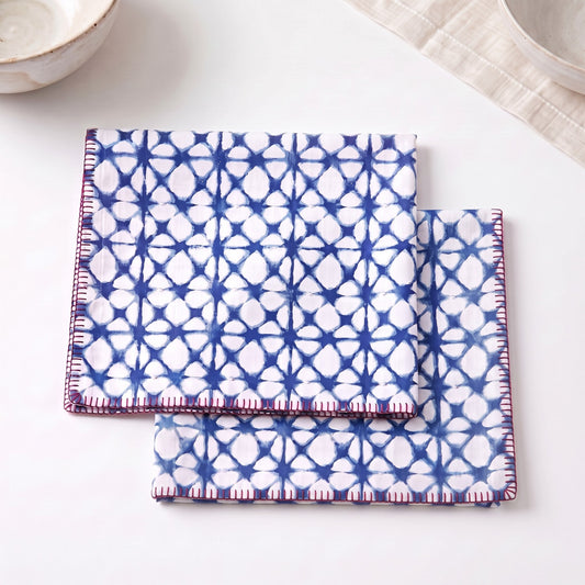 Prism Blue Tie Dye Cotton Table Napkin | 18 × 18 inches | Set of 4 or 6