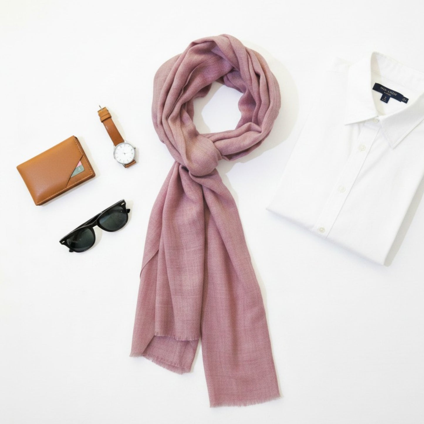 BLUSH fine wool scarf women, solid colour, reversible, fashion shawl or stole or wrap, gift for women - Vliving