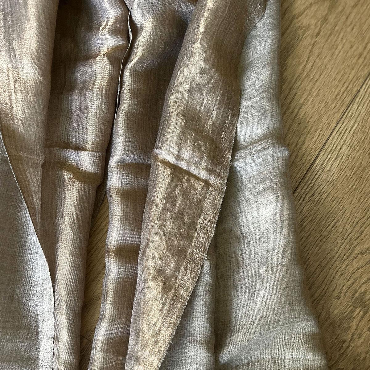 Beige and gold fine wool and zari scarf, reversible stole