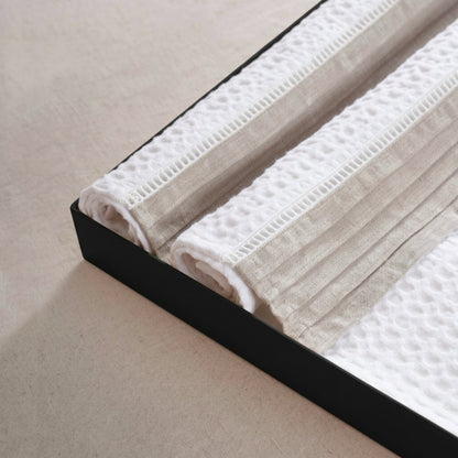 GIFT PACK - Luxury Organic Cotton Waffle Towel Set – 3 Piece | Pintuck Linen & Lace Trims - Vliving