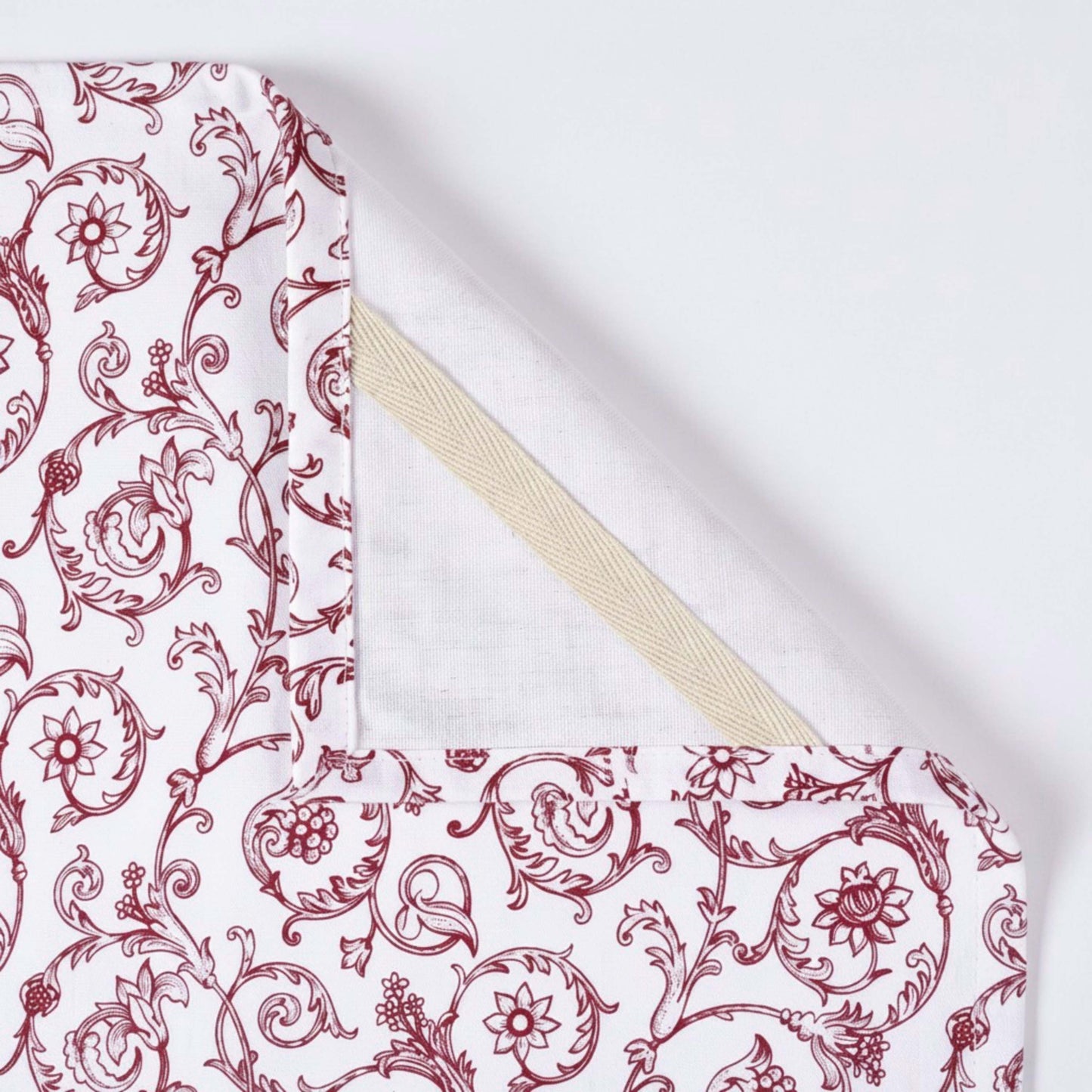 Red & White Victorian Swirl Print Cotton Kitchen Towel | 100% Cotton | 20"×28"