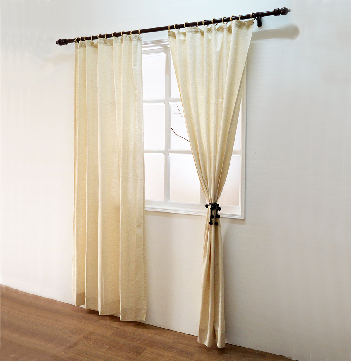 Natural colour curtain Panel, flex cotton fabric, sizes available
