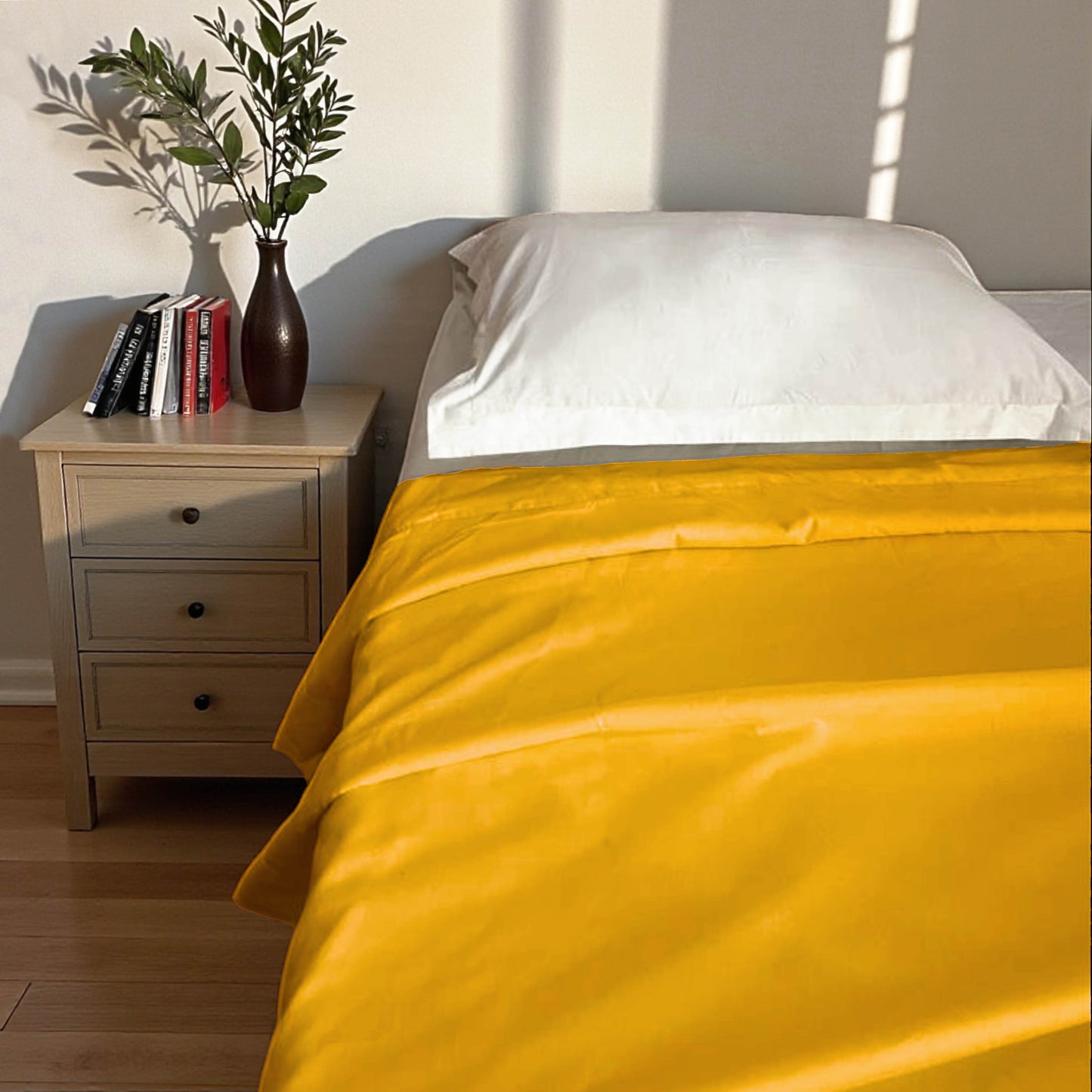 YELLOW - Solid colour soft Cotton three layer dohar, sizes available