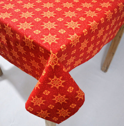 Bright red table cloth with talavera tile print, sizes available