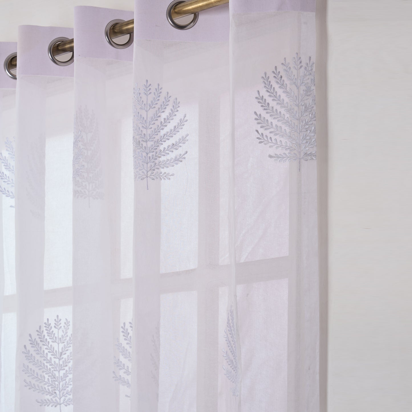 ORGANDY curtain with fern embroidery - sizes available