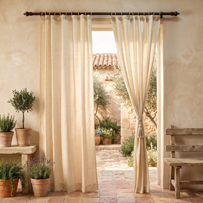 Natural Ecru Flex Cotton Curtain Panel – 2 Sizes, 4 Hanging Styles - Vliving