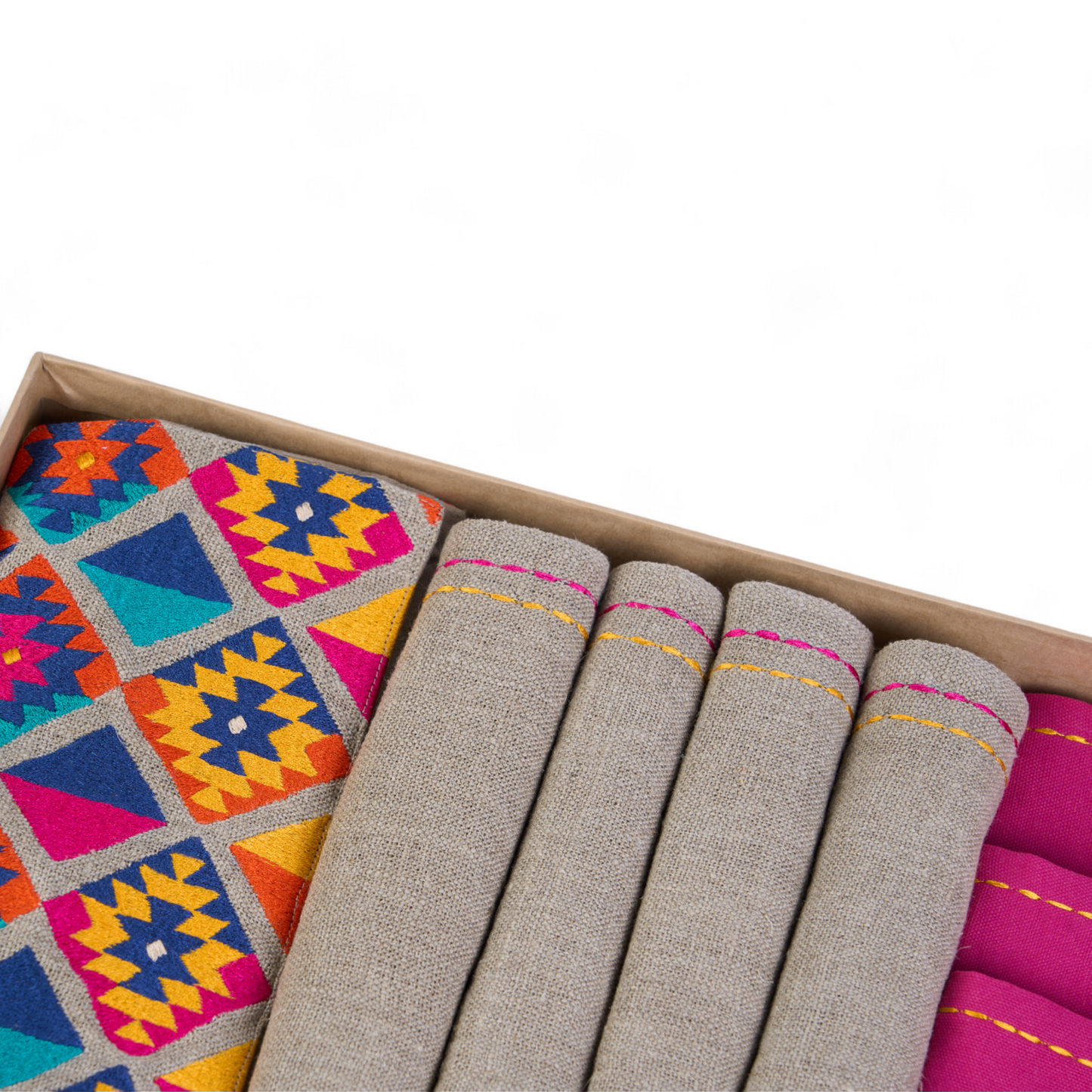 TABLE LINEN GIFT PACK - FOLK Kilim collection in pure Linen fabric - 3 colour option available