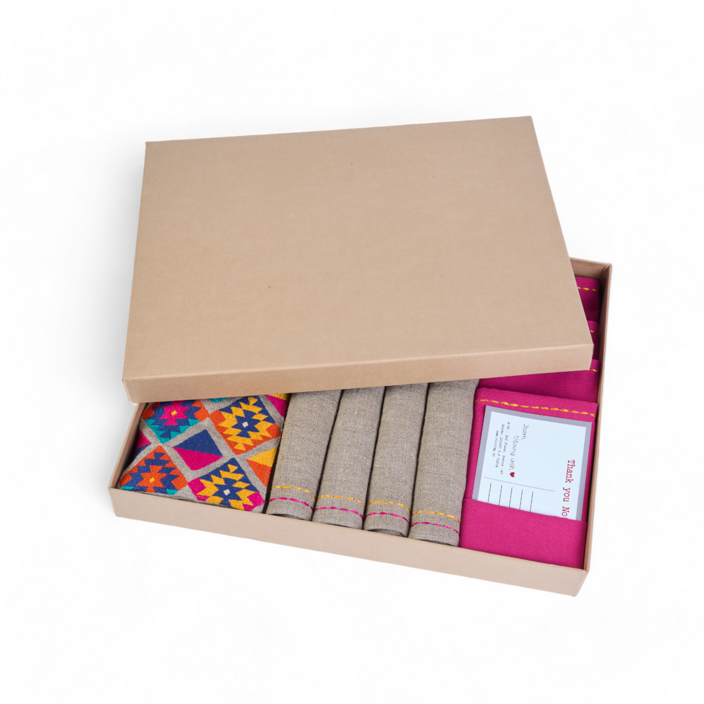 TABLE LINEN GIFT PACK - FOLK Kilim collection in pure Linen fabric - 3 colour option available