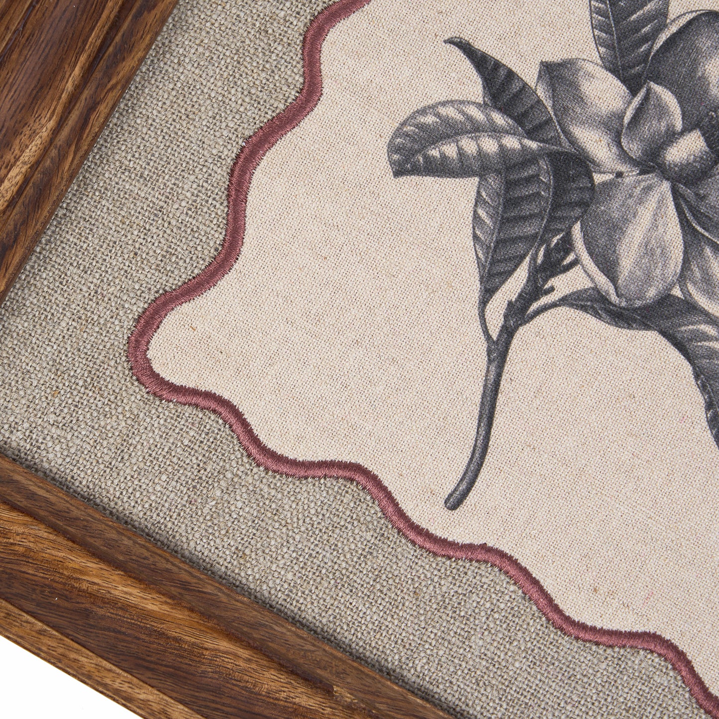 Frangipani Botanical Wall Art – Framed Gift | Embroidered Linen, 12×12 inches