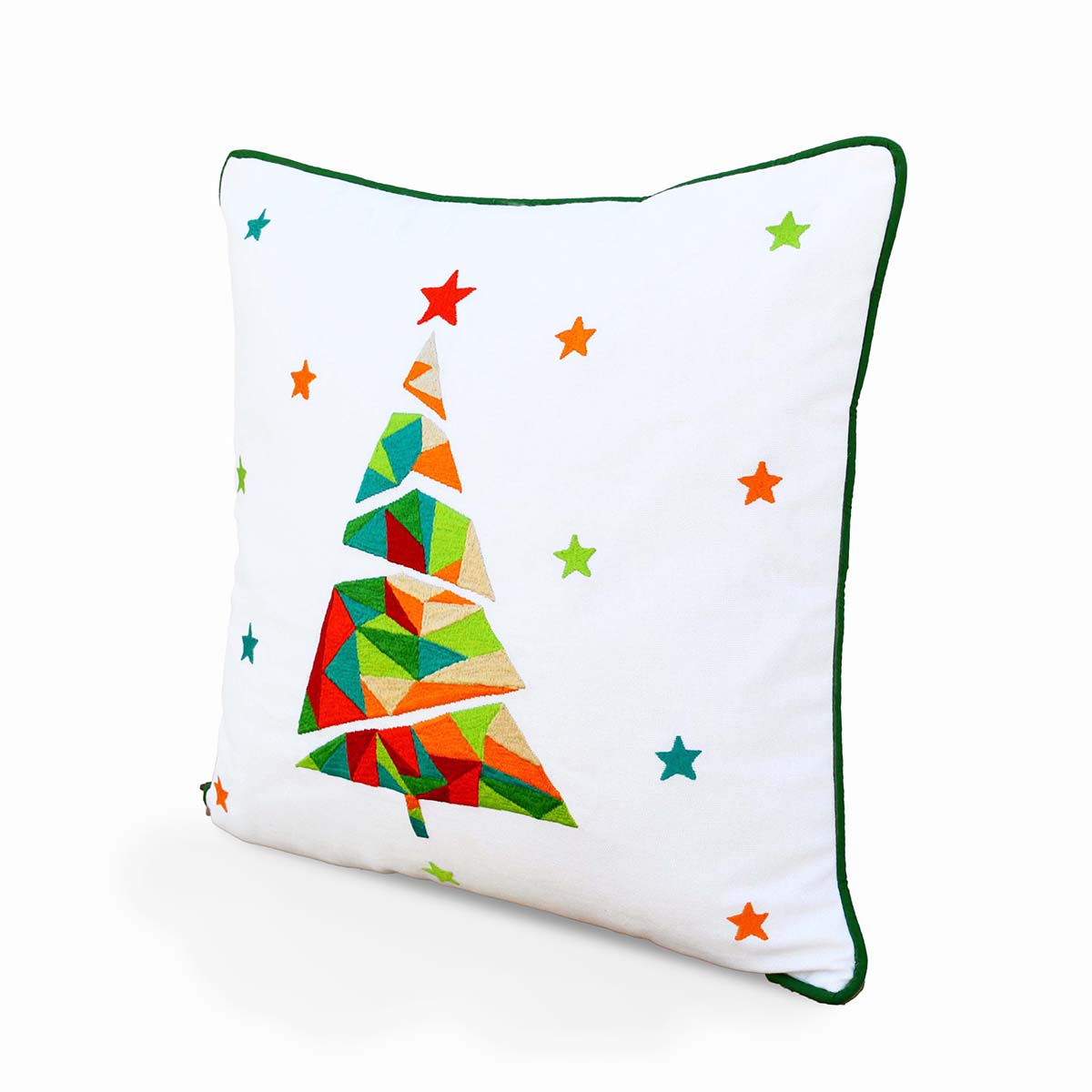 Christmas pillow cover, christmas tree, geometrical, embroidered cushion cover