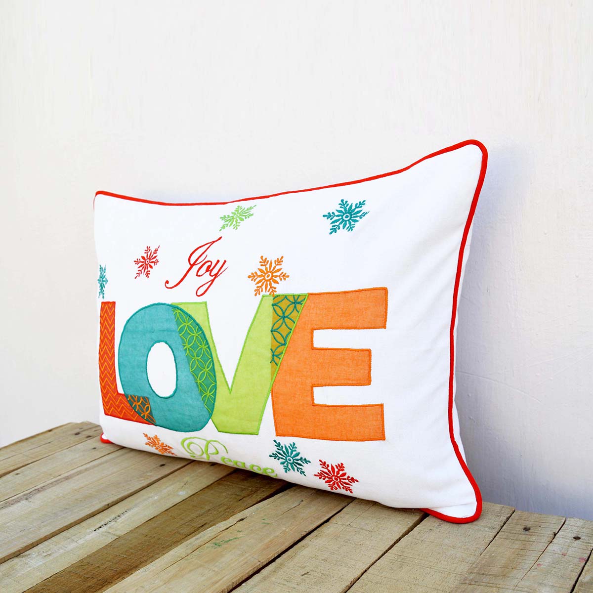 Christmas pillow cover, Love pillow, embroidered cushion cover