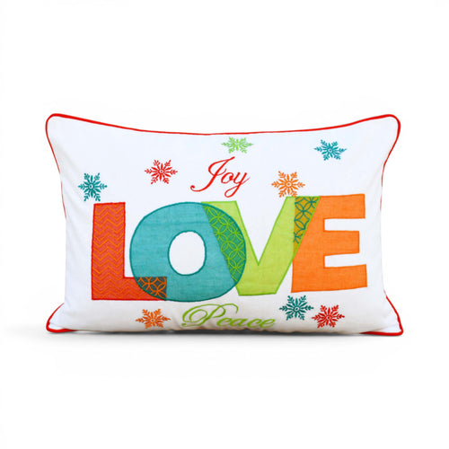 Christmas Love Joy Peace Appliqué Embroidered Lumbar Cushion Cover – 14