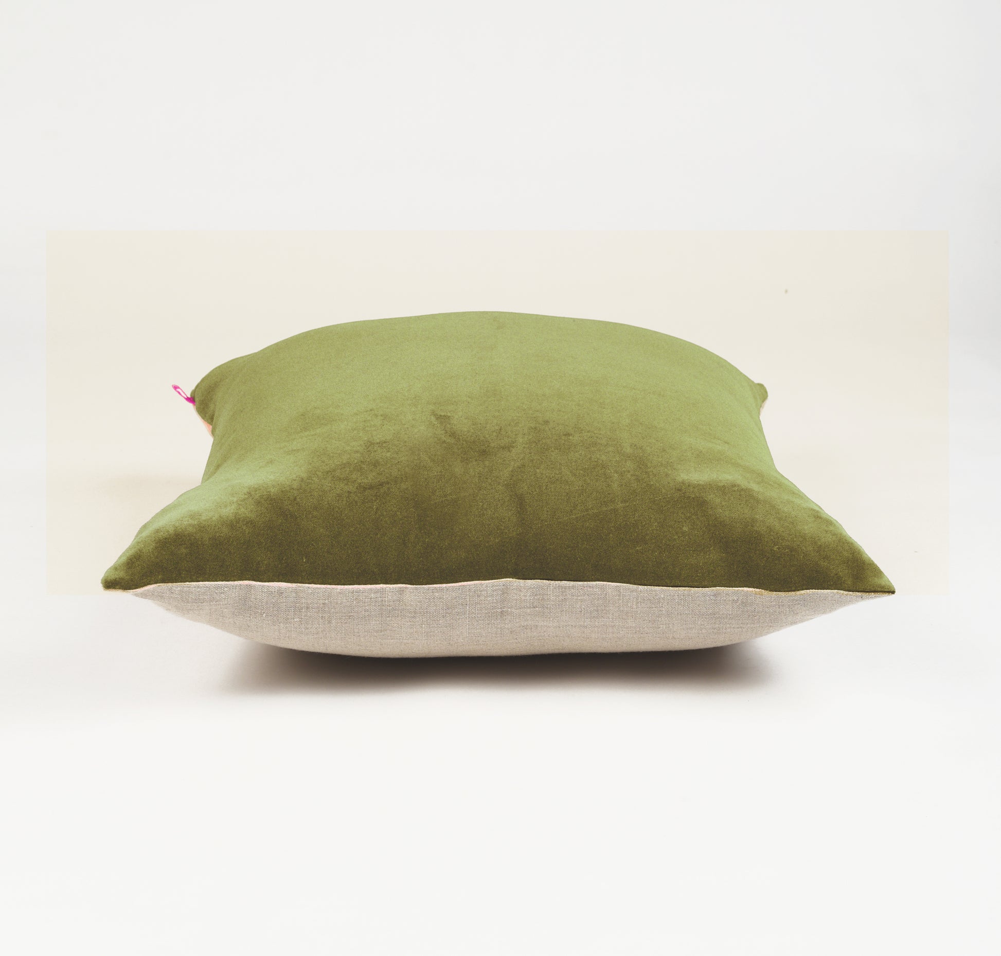 Green Velvet and Linen Reversible Cushion cover, sizes available - Vliving