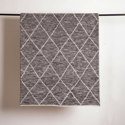 GREY and Off White Moroccan Hand Tufted Wool Blend Rug - Vliving