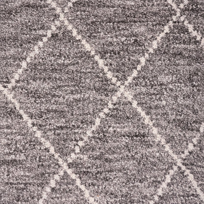 GREY and Off White Moroccan Hand Tufted Wool Blend Rug - Vliving