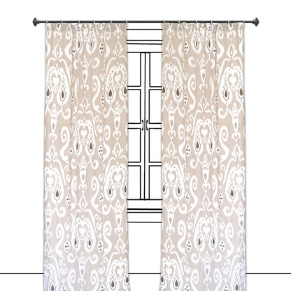 Ikat - Sheer cotton ikat print curtain panel in grey colour.