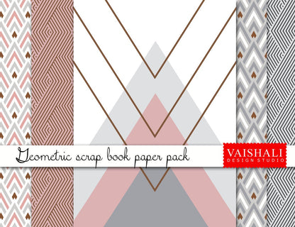 Geometrical patterns, pastel colours, geometrical, seamless pattern, 5 sheets, digital print downloads