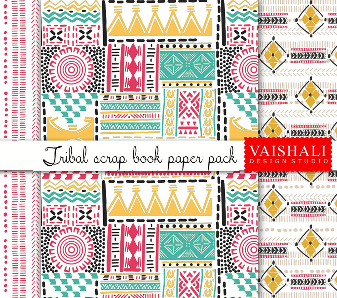 Tribal pattern, Digital print pack, 3 sheets