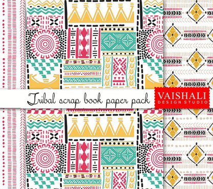 Tribal pattern, Digital print pack, 3 sheets