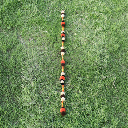 Pompom Garland – Orange Beige & Black | Handmade Halloween & Fall Decor