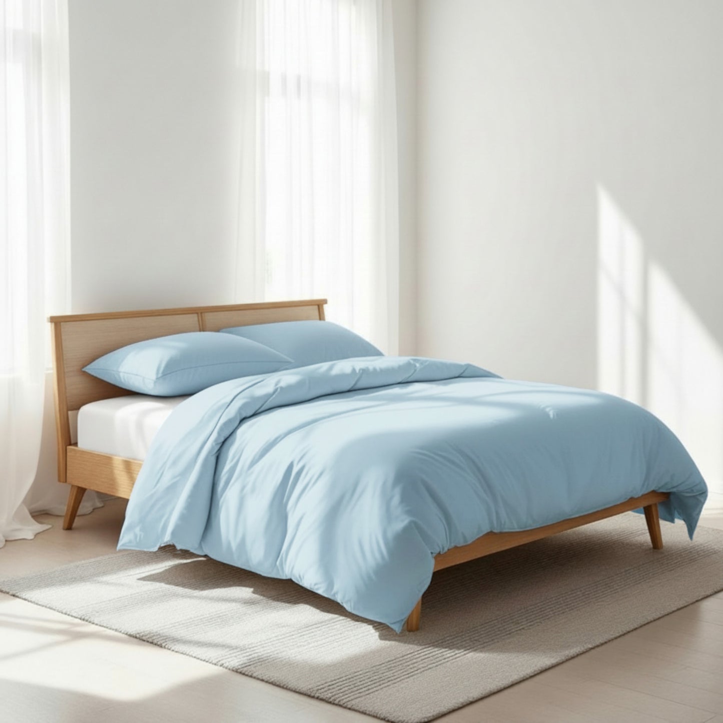 SKY BLUE - 300TC Duvet cover, premium cotton satin