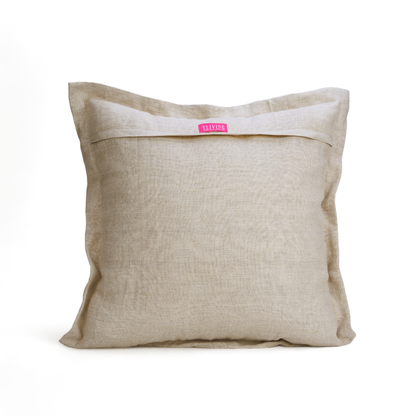 Christmas flanged linen pillow cover with wave embroidery on the flange, sizes available