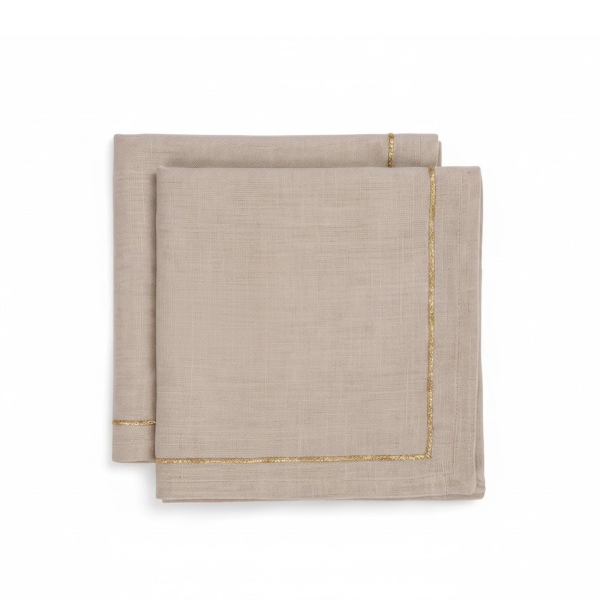 Kintsugi Linen Table Napkins – Beige with Gold Zari Border