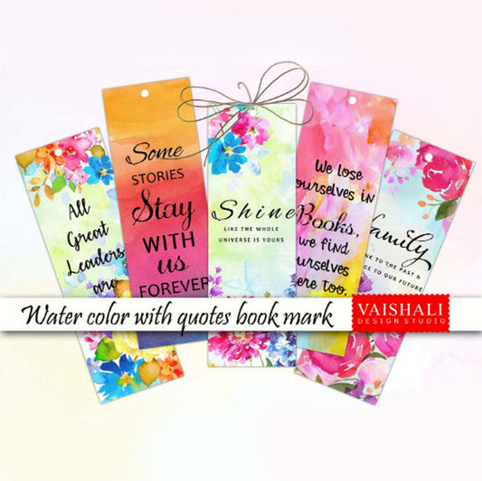 Bookmarks with water colour florals and quotes, digital downloads, 2"X 6"