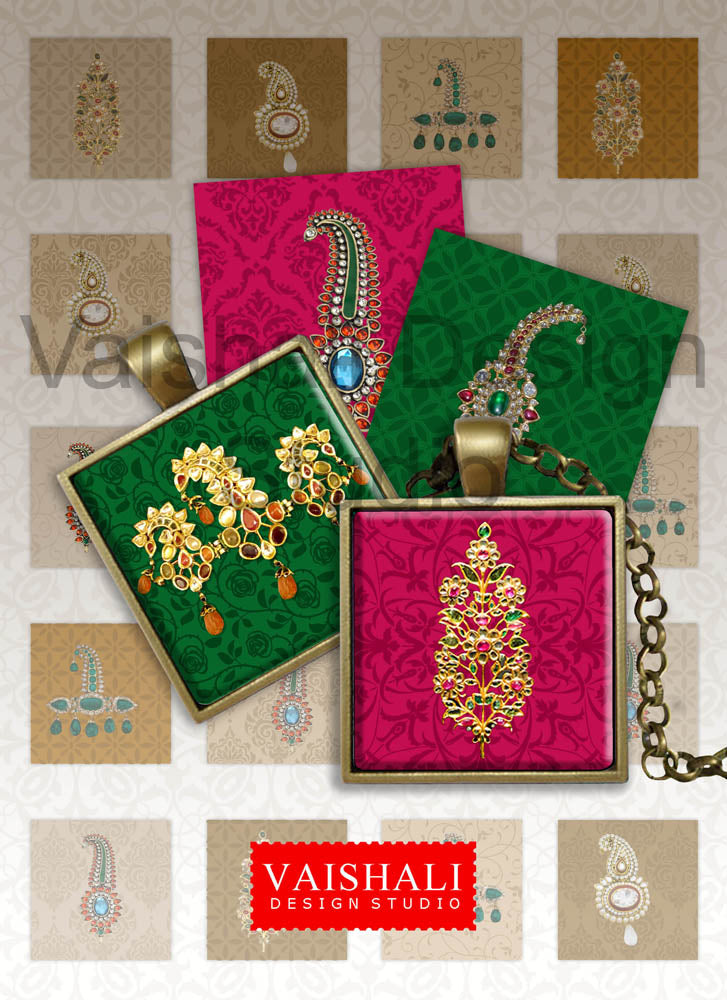Maharaja jewels oblong pendants, square digital downloads, 1X1inch