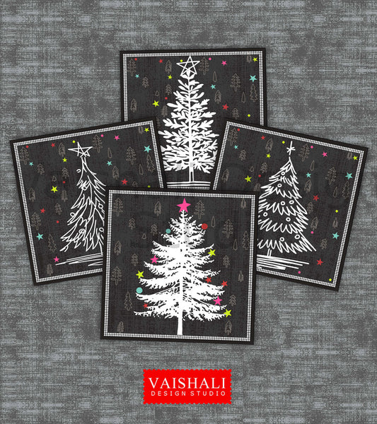 Chalkboard christmas, printable coasters, set of 4 designs, 3.8"X3.8"