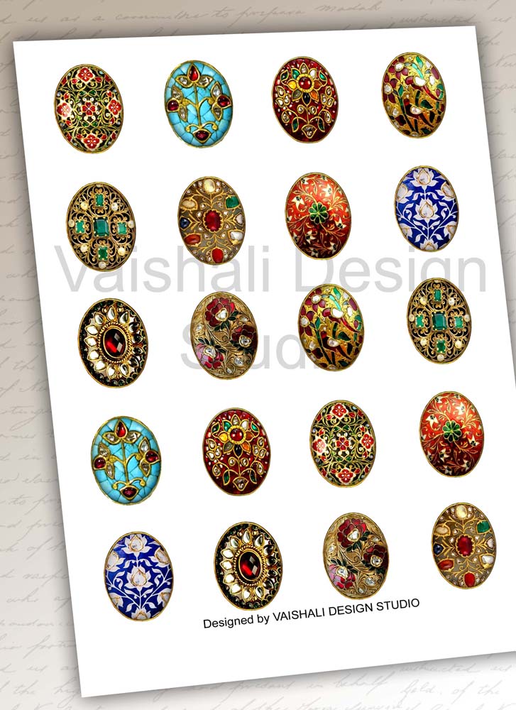 Maharaja jewels oblong pendants, digital downloads, 30mm diameter