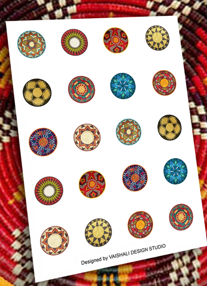African basket circles, digital downloads, 1.2 inch diameter