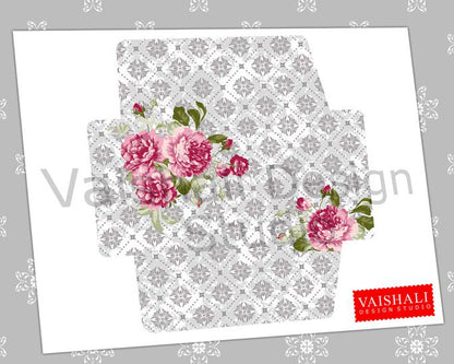 Envelope printables, shabby chic pattern, template size 5.7"X3.7"