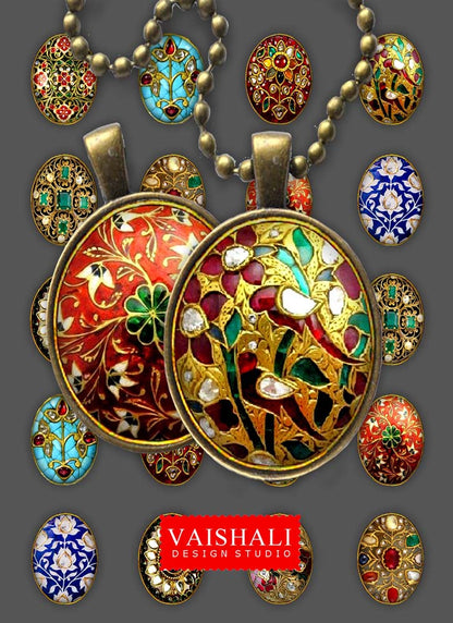 Maharaja jewels oblong pendants, digital downloads, 30mm diameter