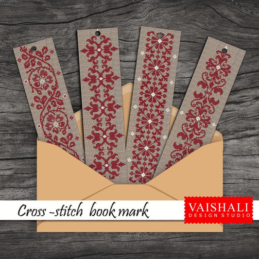 Bookmarks with cross stitch patterns, digital downloads, 1.6"X 6.3"