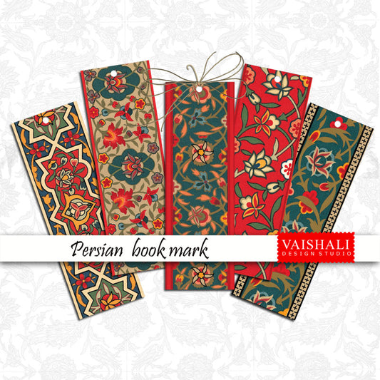 Bookmarks with persian pattern in jewel tones, digital downloads, 2"X 6"
