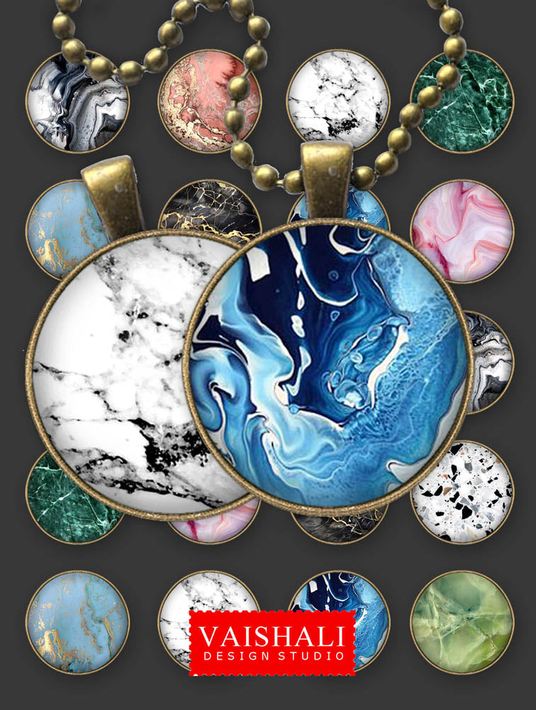 Marble textures, round pendants, digital downloads, 1.5 inch diameter
