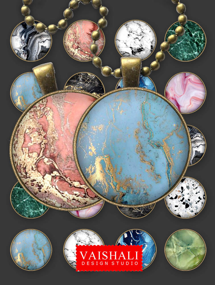 Marble textures, round pendants, digital downloads, 1.5 inch diameter