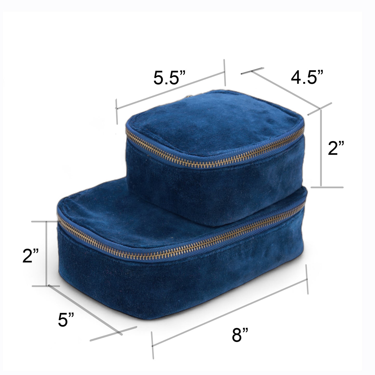 Set of 2 nesting boxes in NAVY BLUE colour velvet - travel accessory