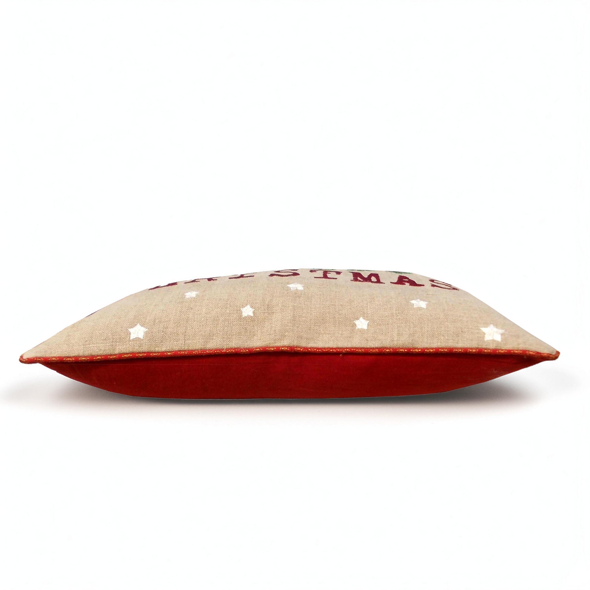 Merry Christmas cushion cover, linen and brocade pillow cover - Vliving