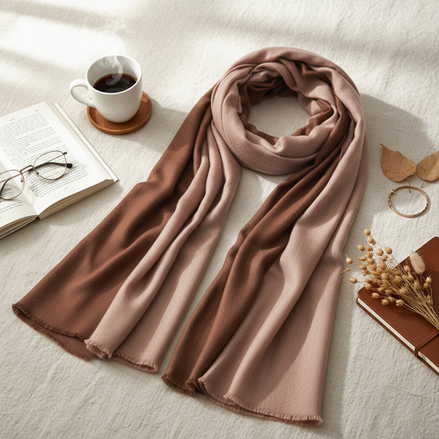 Ombre Scarf - reversible in Fine Wool Blend in Three Colour Options - Vliving